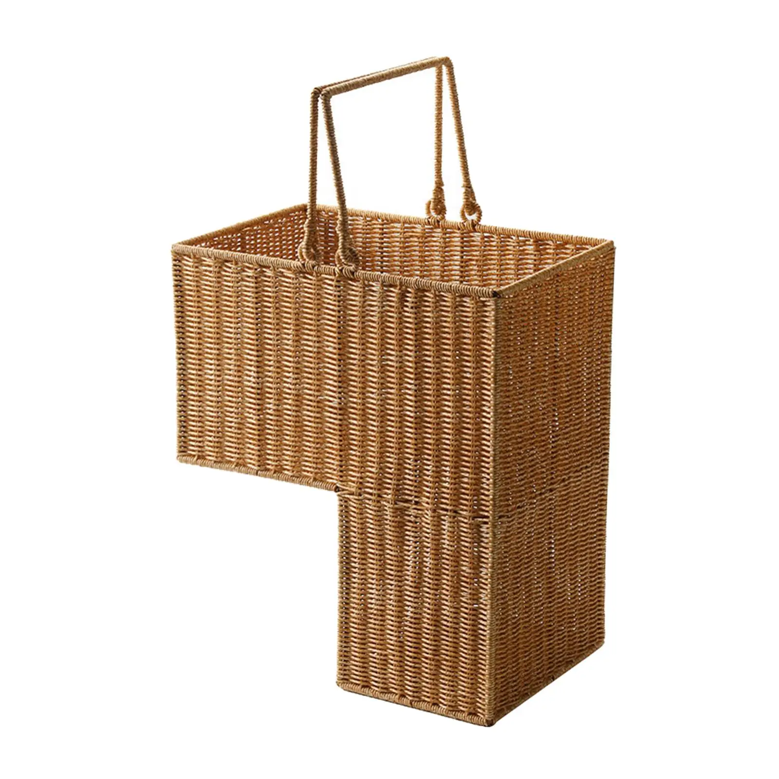 Stair Step Basket Sundries Organizer Multifunctional with Handle Handwoven for Cosmetics Books Home Decorative Patio Bedroom