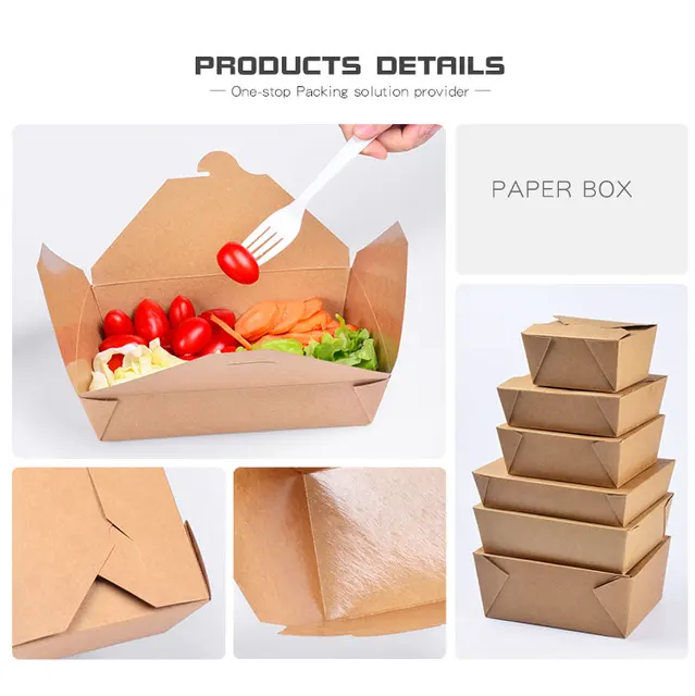 100 Pcs Disposable Fast Food Boxes Kraft Paper Lunch Box with Handle Dogget  Packaging Snack Box Takeout Containers - AliExpress