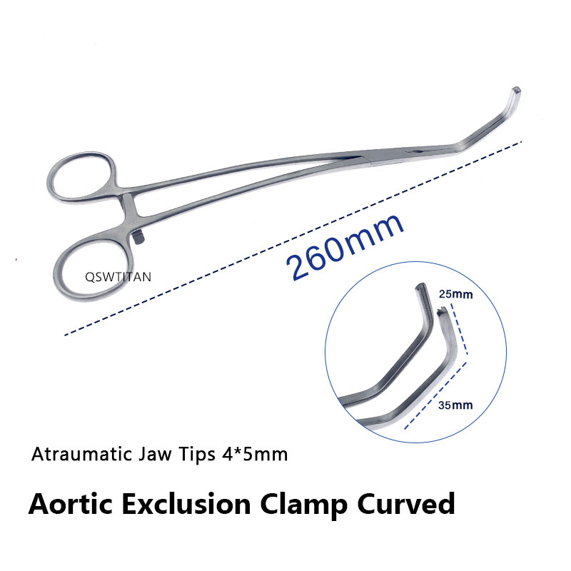 Atraumatic Jaw Tips Vascular Clamps Aortic Exclusion Clamp stainless steel Cardiovascular surgical instruments
