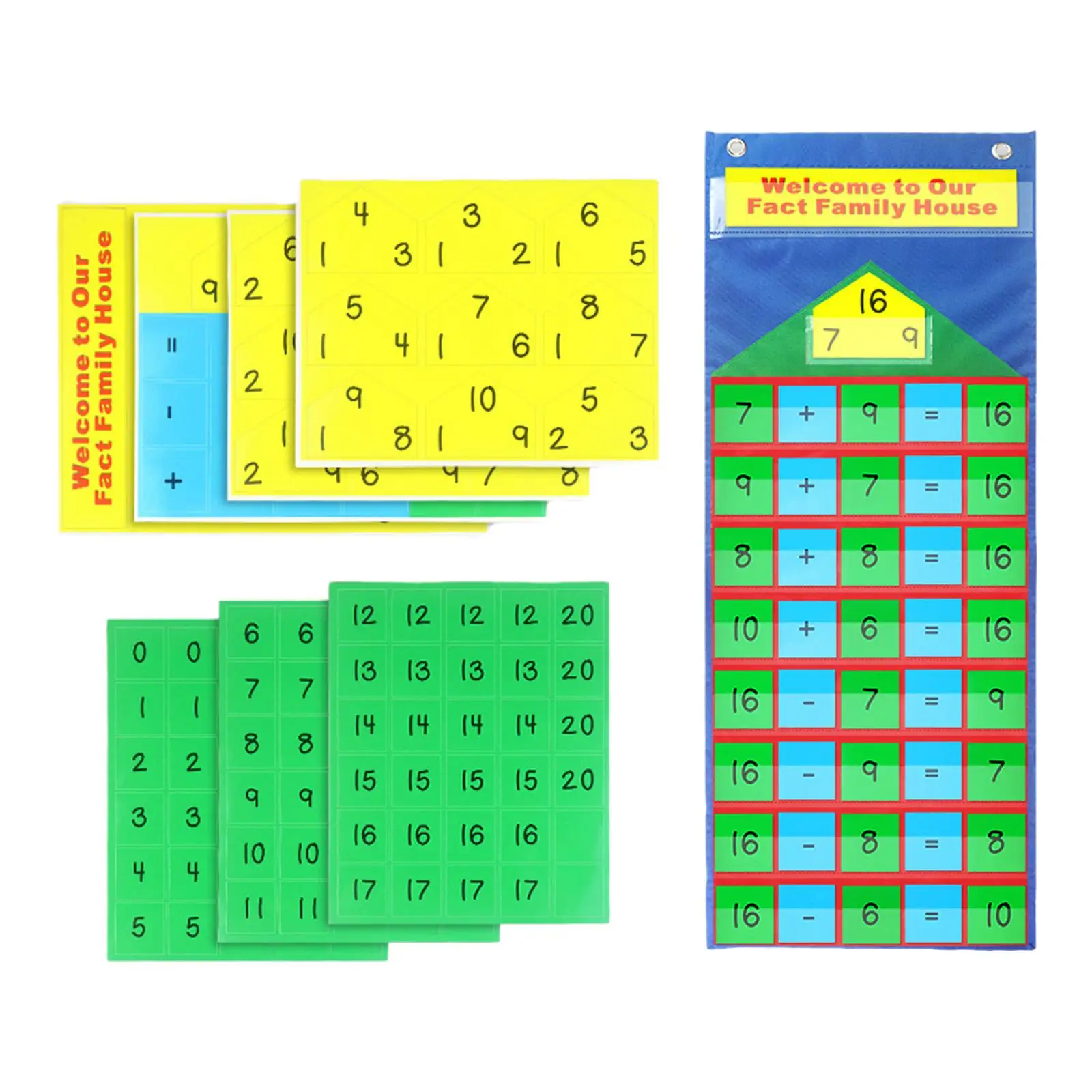 Daily Math Calendar Classroom Pocket Chart with 129 Cards Teaching Aid Math Activities Hanging Bag for 3 Years Old