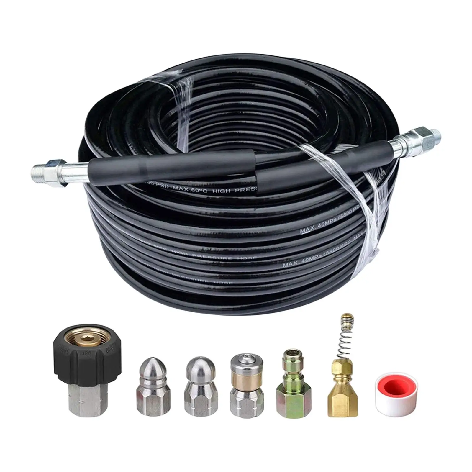 High Pressure Washer Hose with Quick Connector Drain Cleaner Hose Jetter Set