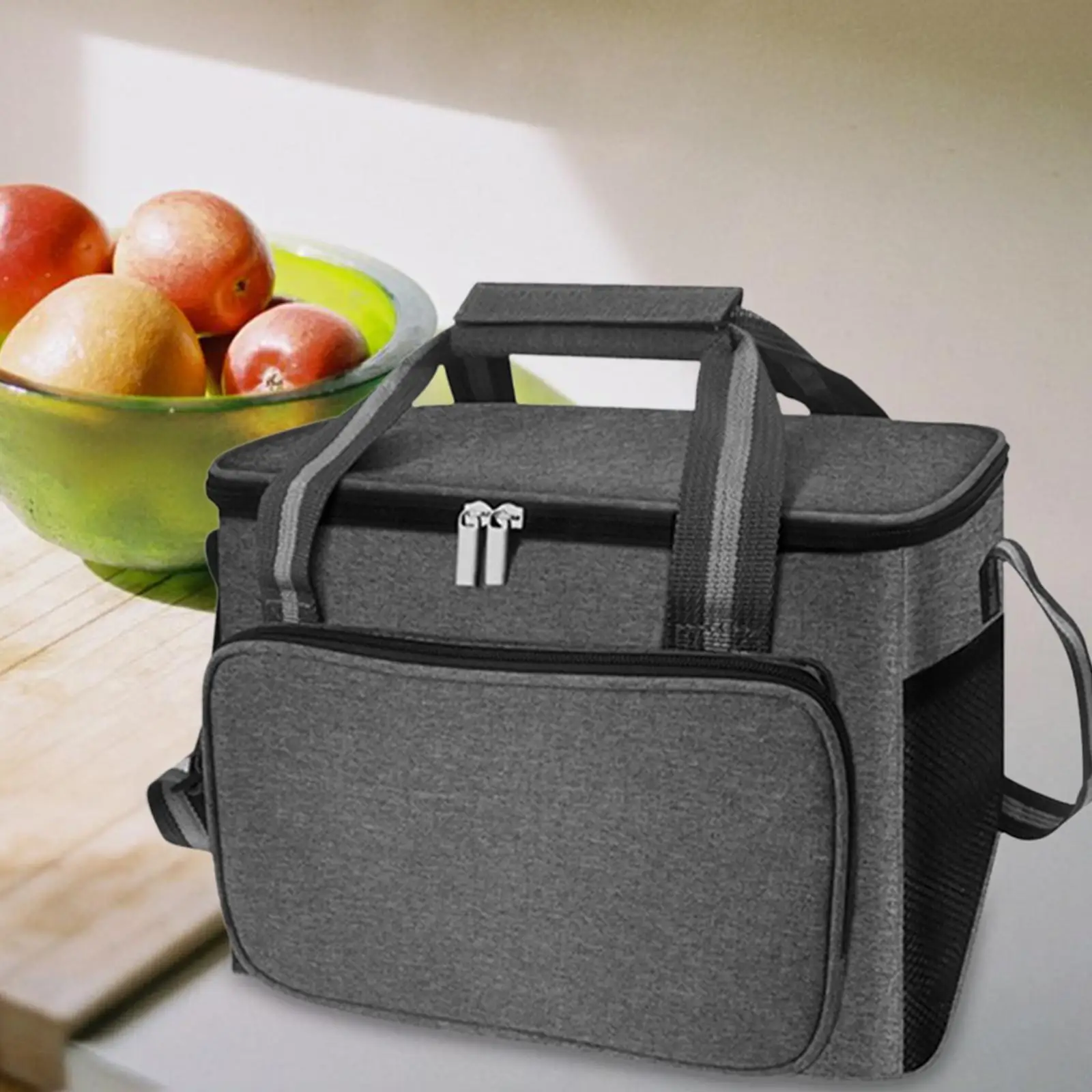 Insulated Lunch Bag Multi Pocket Waterproof Oxford Cloth Zipper Grocery Shopping Bag for Hiking Outdoor Picnic Woman and Man