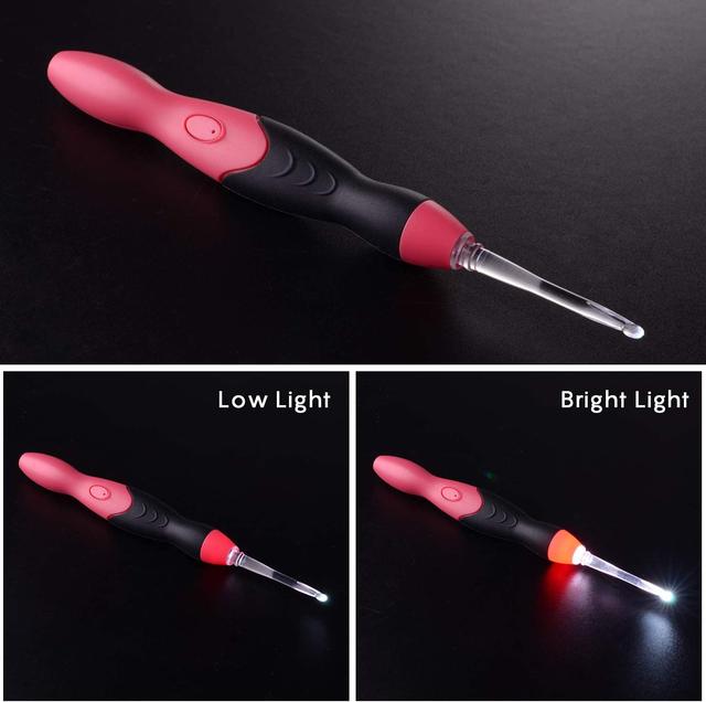 LED Sewing Needles Lighted Knitting Hooks USB Rechargeable Crochet