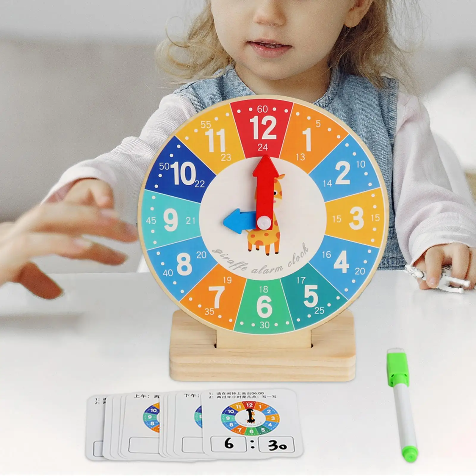 Wooden Clock Toy Sensory Toy for Learning Activities Teaching Aids Children