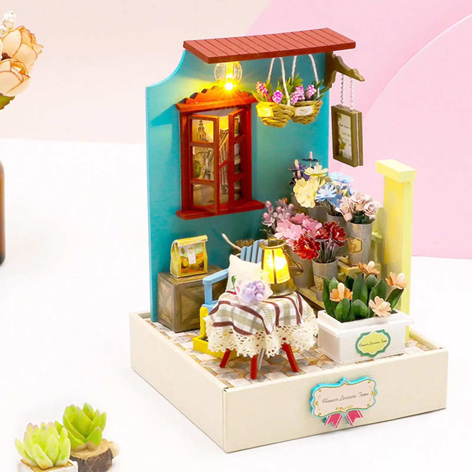 Miniature Dollhouse Handmade Building Set Birthday Gifts  Playset with dust proof cover  Model for Ages 15+ Teens Women