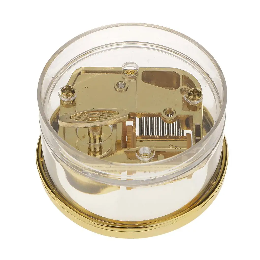 Acrylic Round Shaped Transparent WindClockwork Music Box Toy Gift for Kids&Children-Gold
