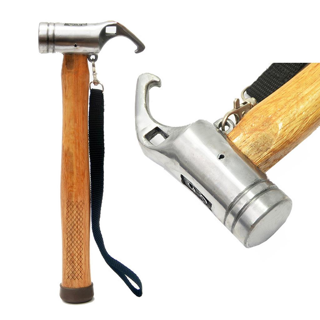 Hiking Camping Tent Mallet Hammer Peg Stake Puller Metal/Copper Head - wooden handle