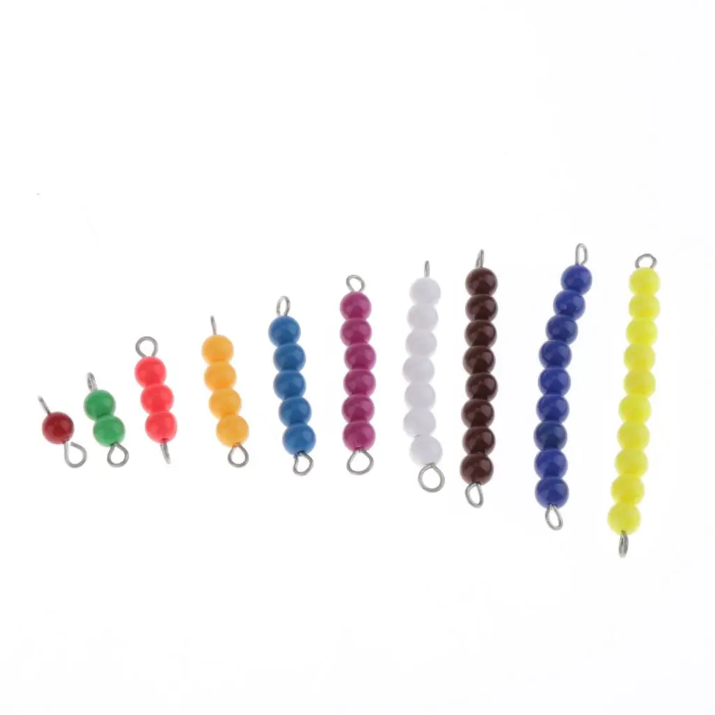 Montessori Math Materials 2 Sets of Colored Stair Beads 1 9 & 10pcs