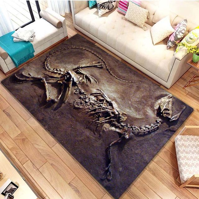 Dinosaur Fossil Rug, Modern, Non-slip Grip, Luxurious, Plush Velour, Great Gift, Living Room Decor, Handmade, Custom Gift, Family on sale Gift