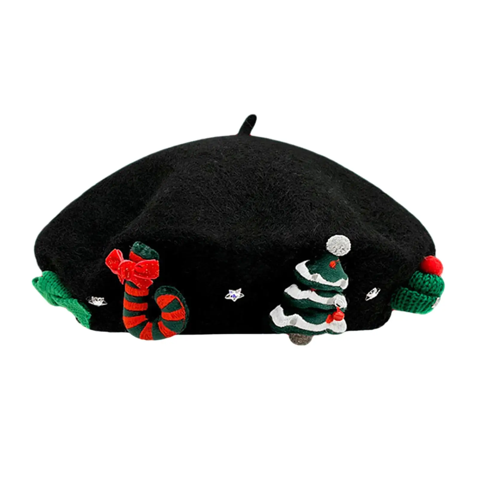 Christmas Beret Hat Headwear Warm Decorations Luxury Casual Painter Hat Winter Felt Cap for Travel Holiday New Year Lady