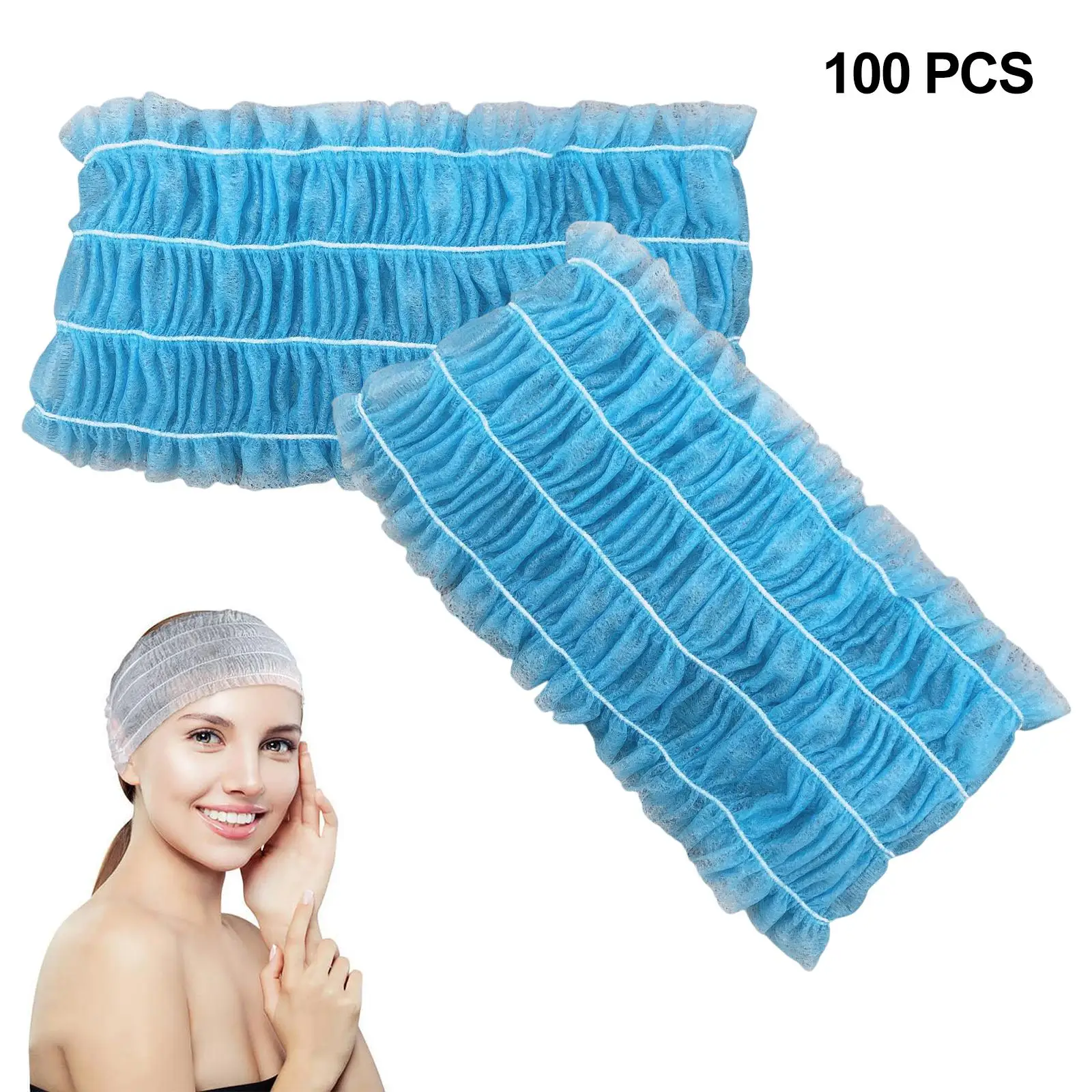 100x Disposable SPA Headbands Women Girls Non Woven Head Wraps for Tanning Skin Care