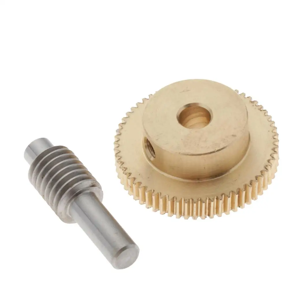  Brass Worm Gear Wheel + 5mm Hole Diameter Worm Gear Shaft 0.5 Modulus Set 1:40 Reduction  