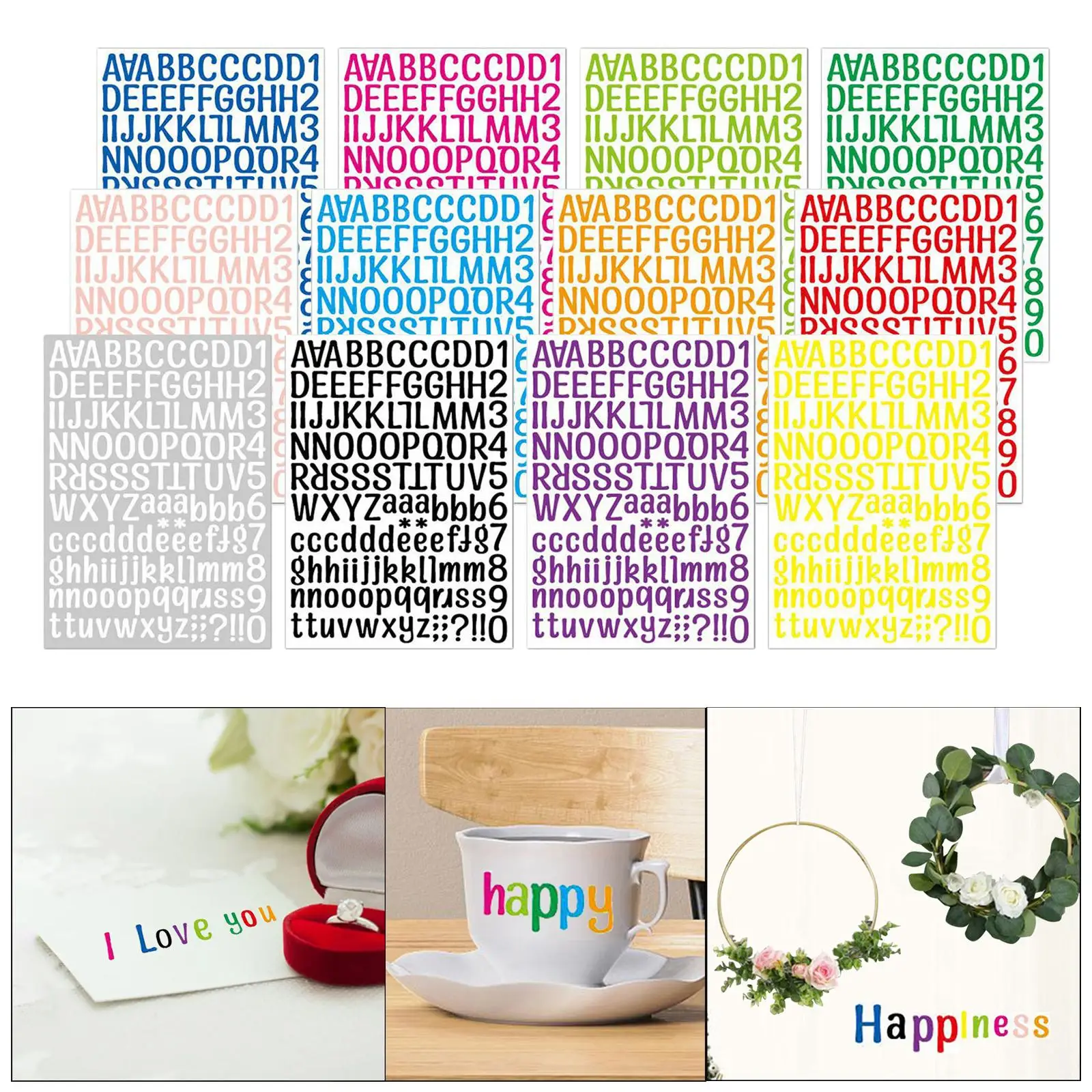 12Pcs Colorful Letter Number Stickers Decals Labels Crafts for Trucks