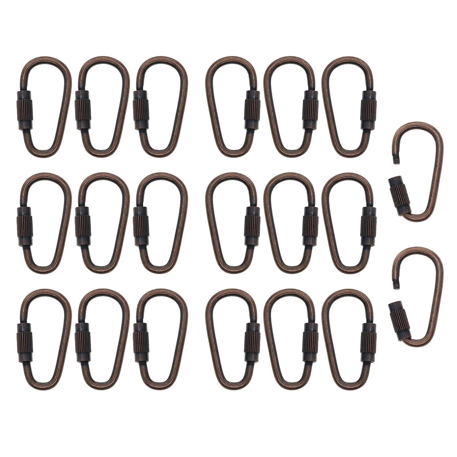 20 Pieces Mini Steel Locking Clips Durable D Ring Carabiners DIY Keychain Clips