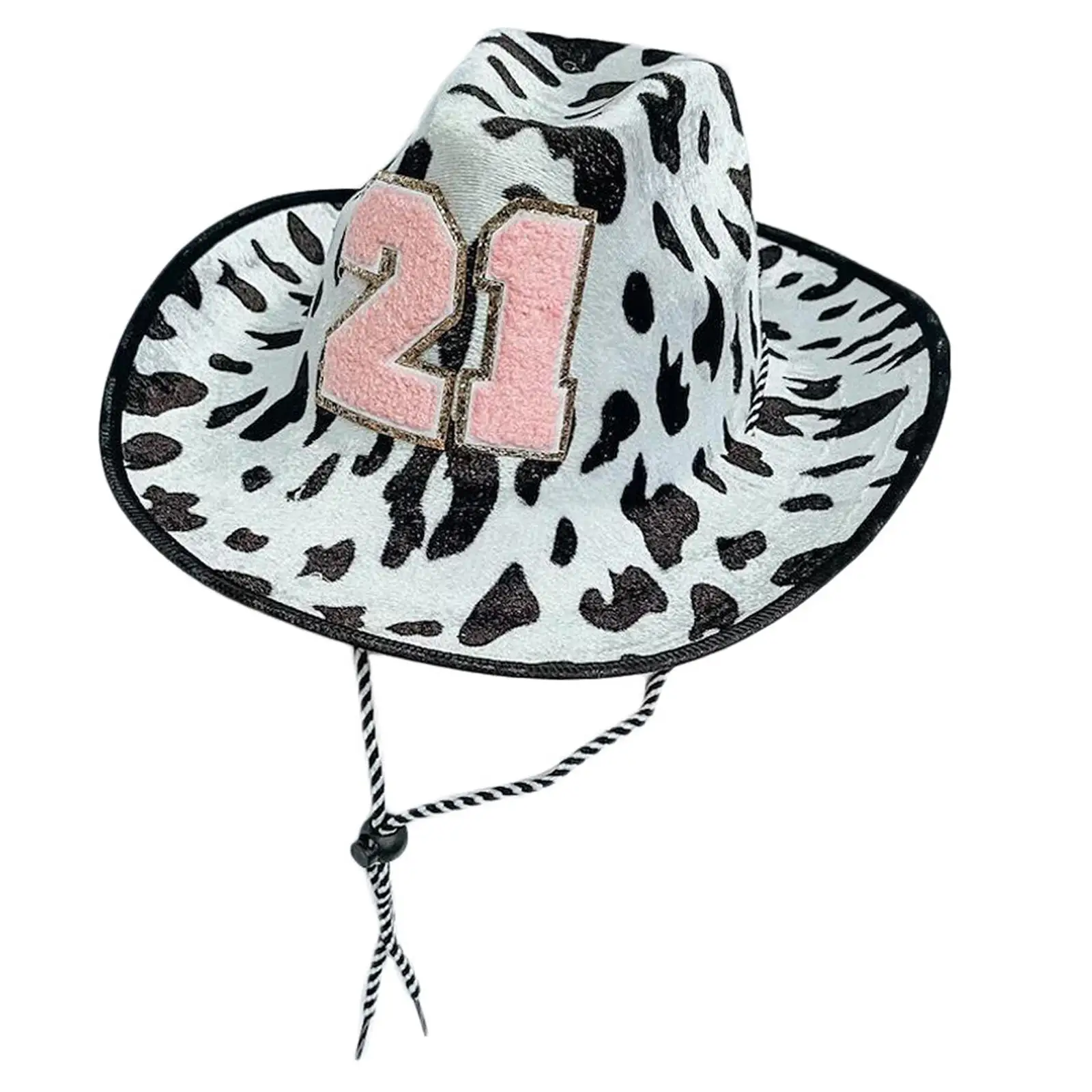 cow Cowboy Hat Cowgirl Hat Women Cows Pattern Cowboy Hat with Lanyard for Costume