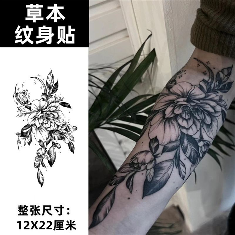 Kräuter blume temporäre Tätowierungen für Frauen Mann Punk gefälschte Tätowierung dauerhafte Arm Kunst Aufkleber wasserdichte Mond Tatuajes Temporales – Detail 3