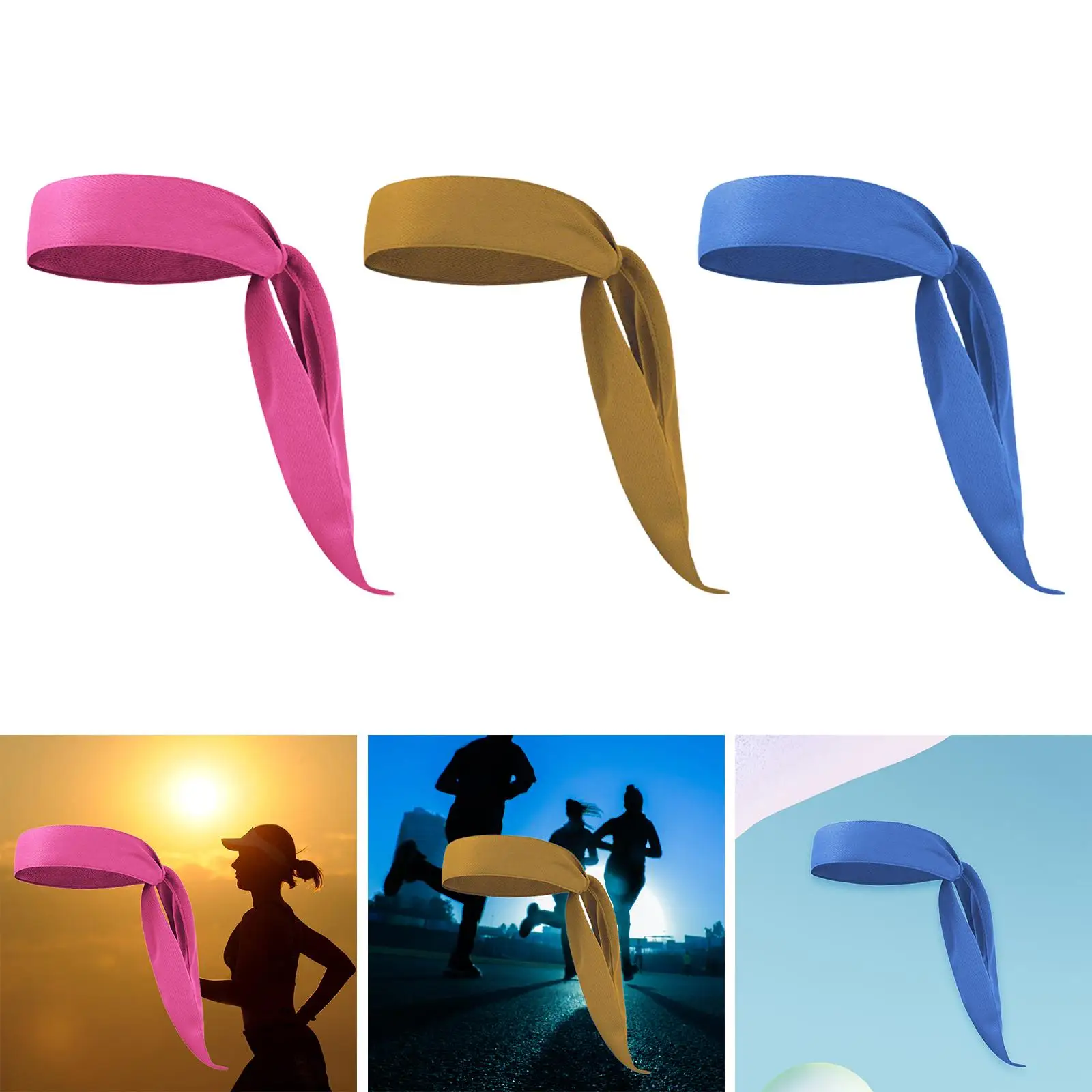 Sports Headband Sweatband Solid Color Nonslip Hair Head Band Tie On Headband for Basketball Working Out Pirate Fitness