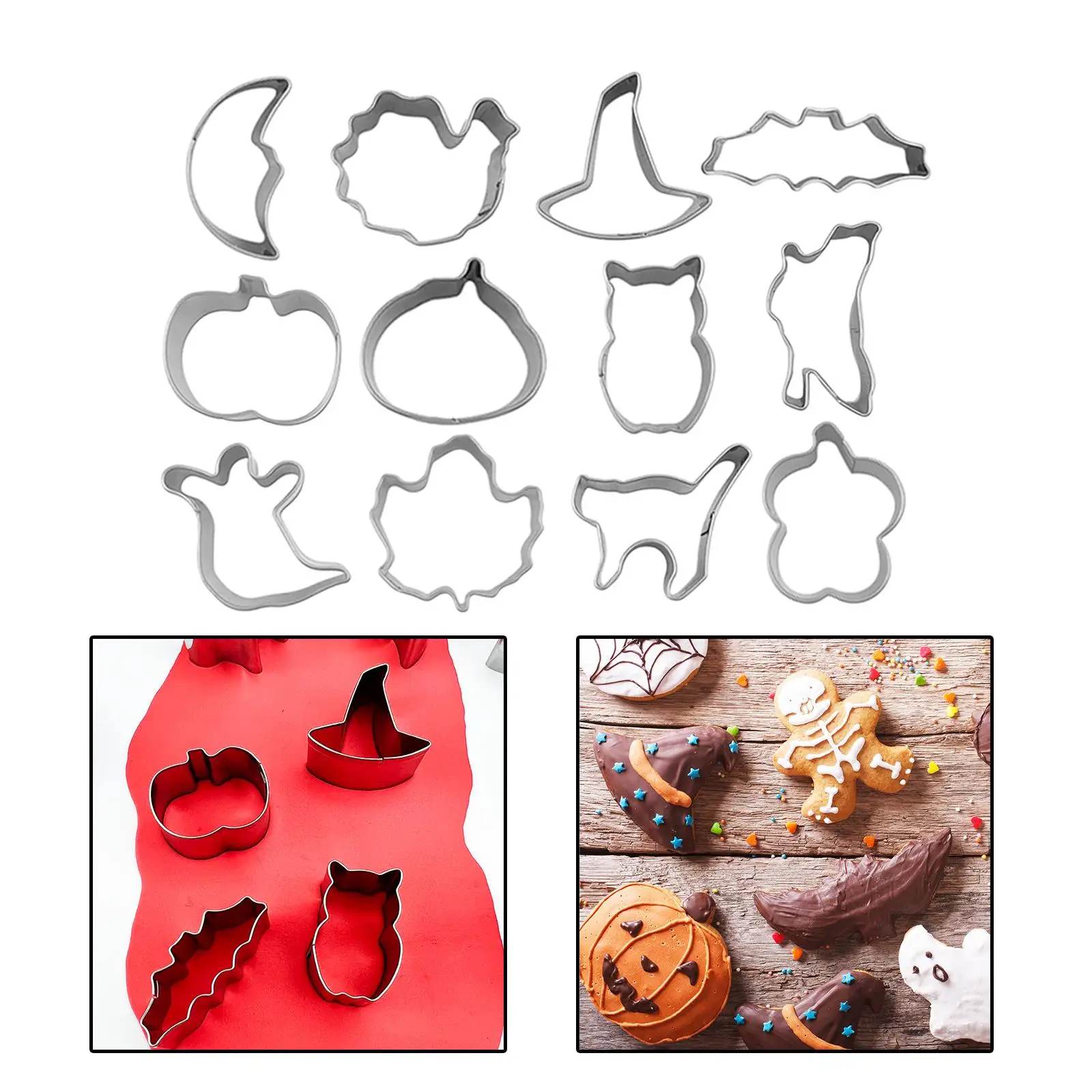 12Pcs Polymer Clay Cutter Halloween Easy Cleaning DIY Earring Cutting Model