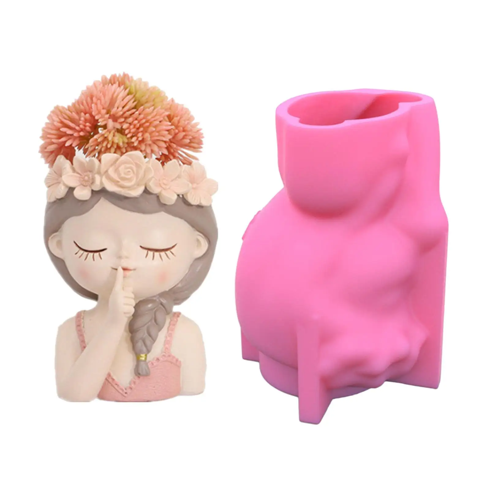 Silicone Mold 3D Girl Flowerpot Gypsum Resin Candle Concrete Crystal Glue Tool DIY Handmade Crafts Ornaments