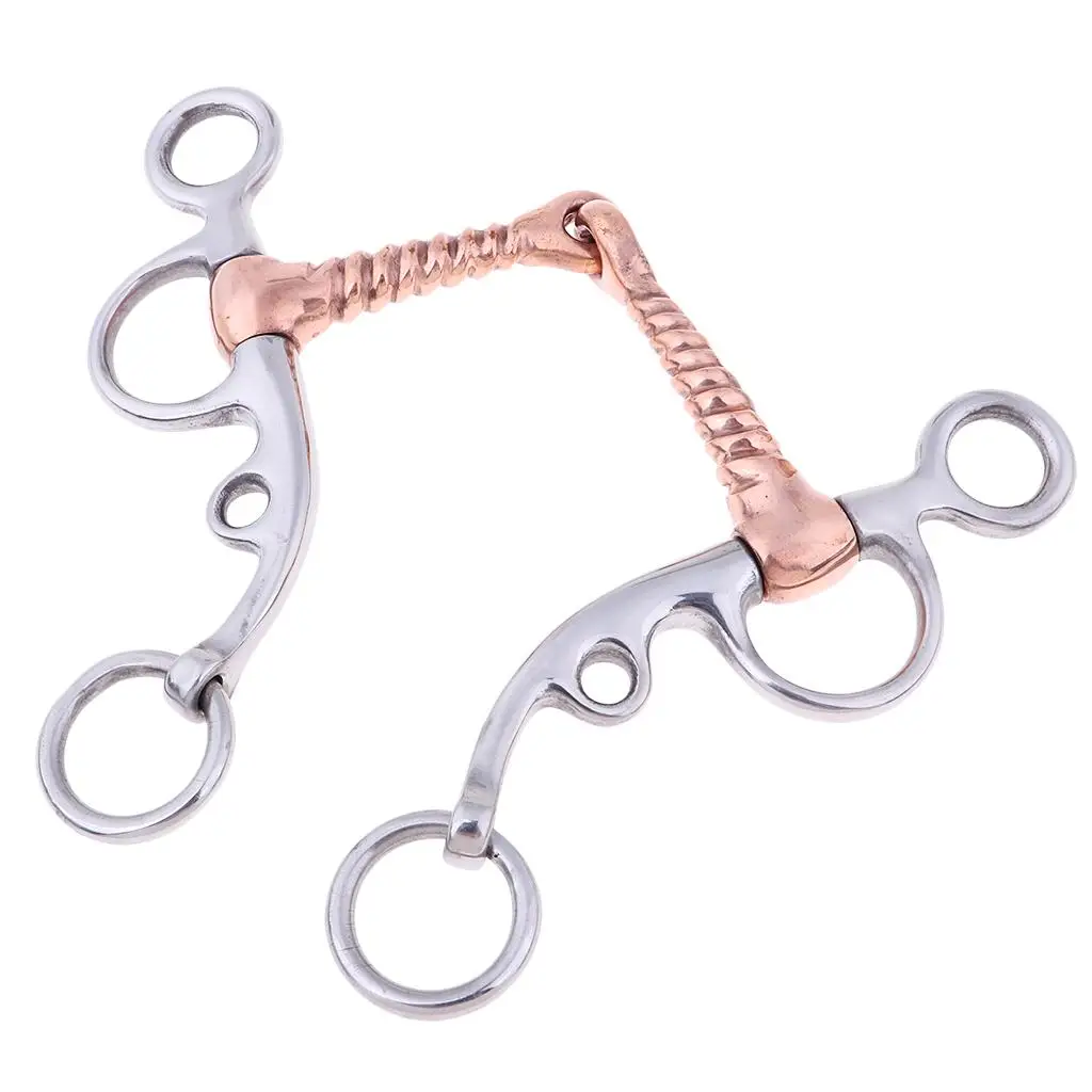  Snaffle, Stainless Steel All Purpose Bit, with Jointed Copper Mouth, for Horse Riding Accessories