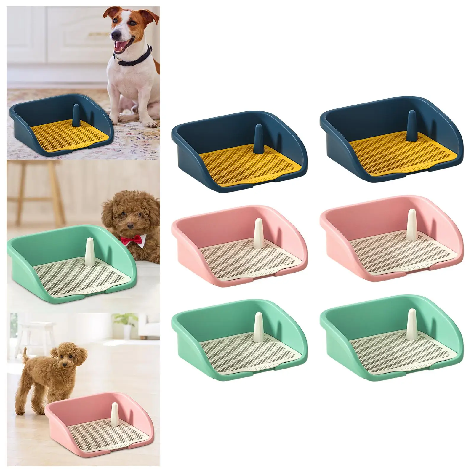Pet Training Pee Pad Potty Trainer Toilet Tray with Column Puppy Toilet Mesh