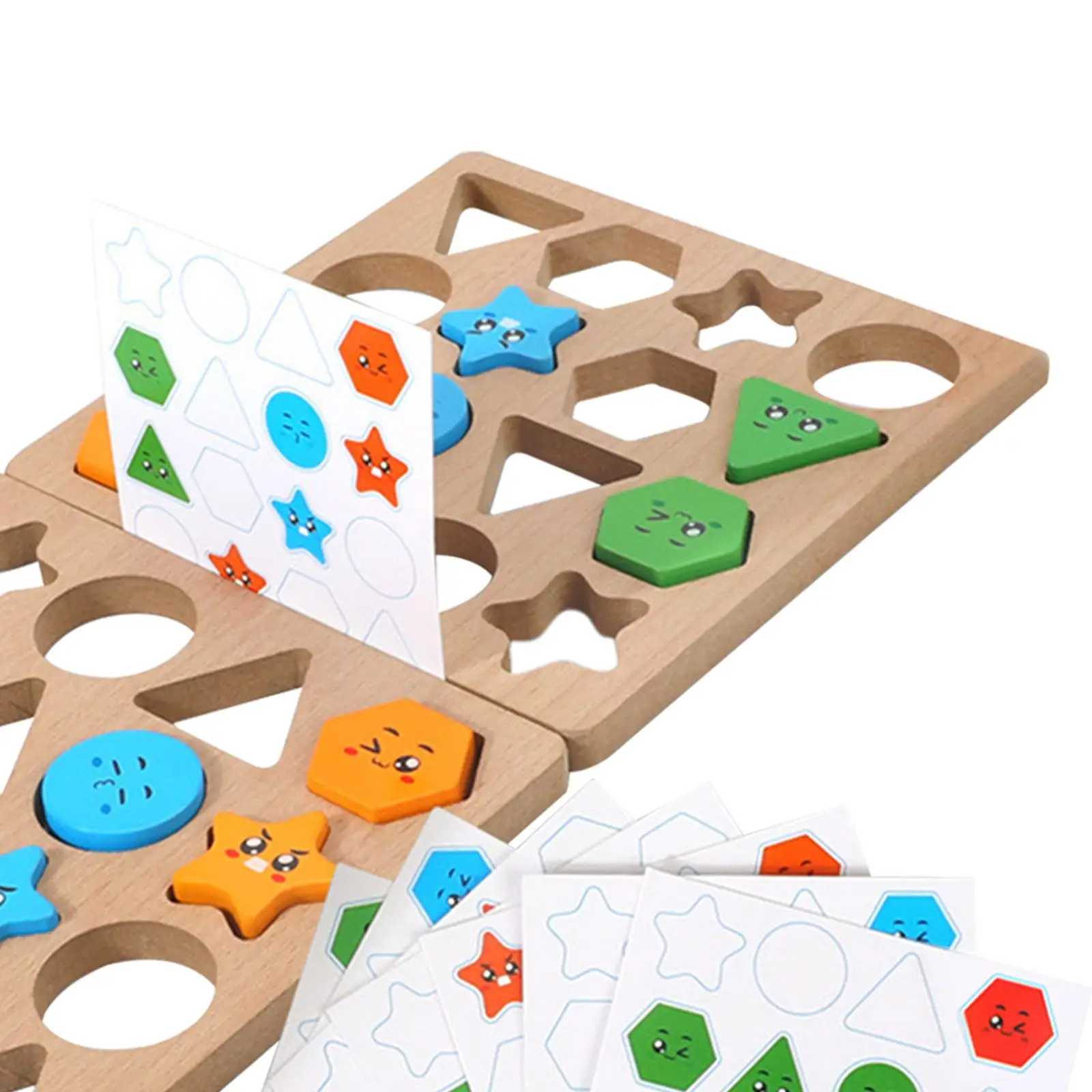 Montessori Wood Geometric Shape Matching Blocks Learning Toys Color Cognitive Developmental for Girls Boys Children Toddler