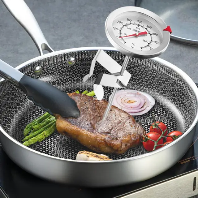 Termometro per friggere con termometro a quadrante a lettura istantanea  termometro per cucinare carne a stelo in acciaio inossidabile ideale per la  turchia