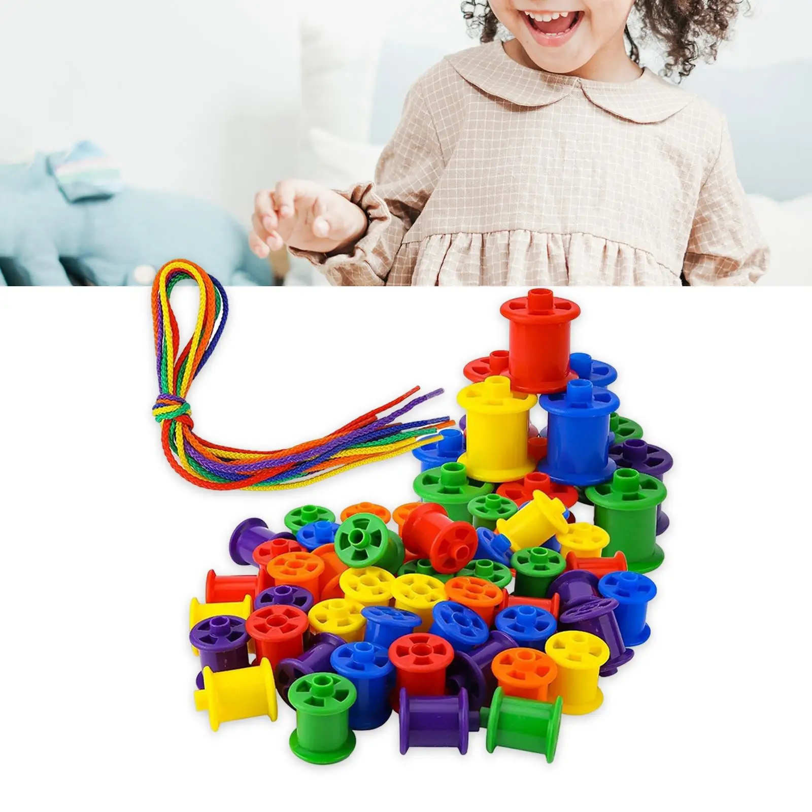 Beaded Blocks Color Sorting Teaching Aids Developmental Toys for Travel