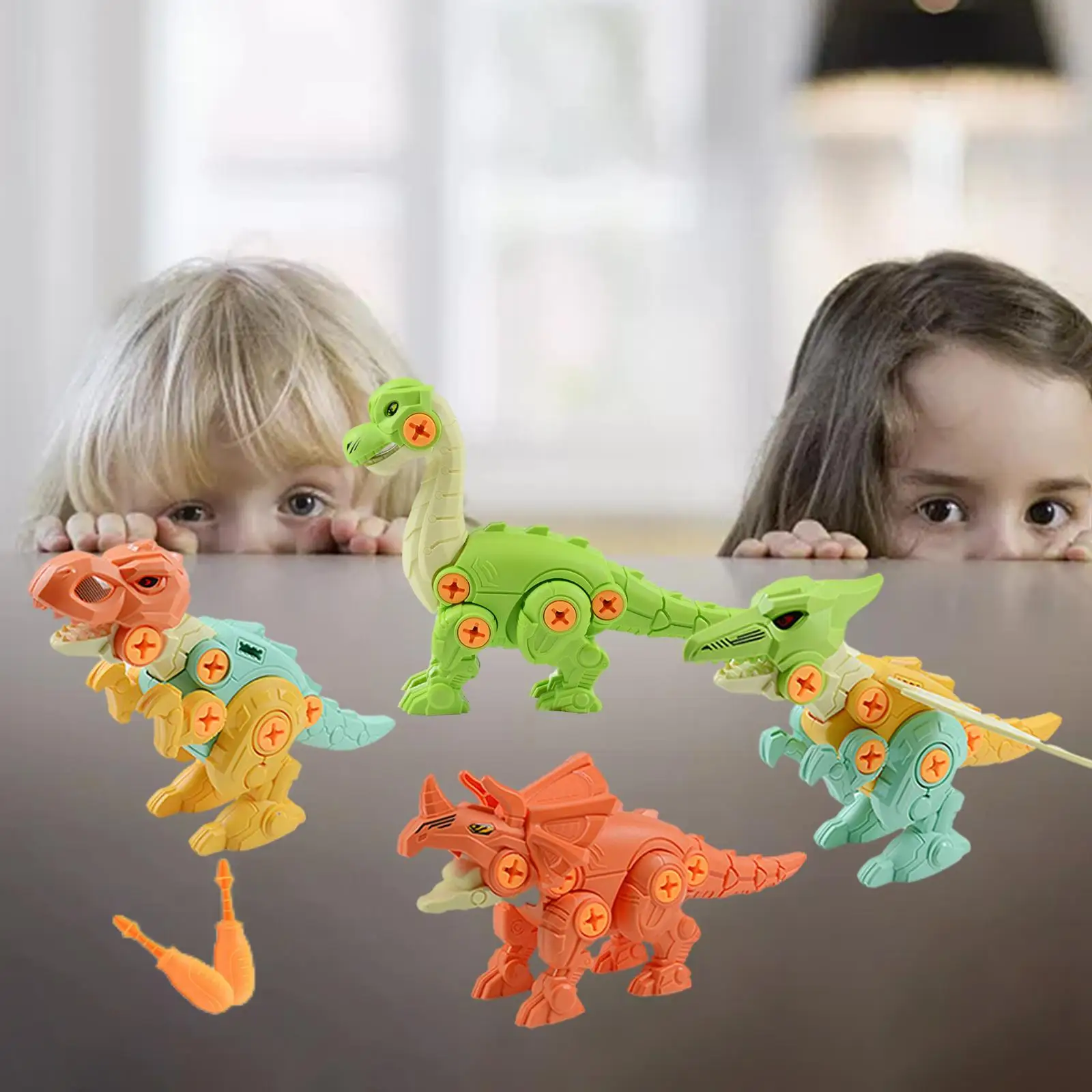 4x Dinosaur Toys Set Construction Toy Educational Toy for Children Toddlers