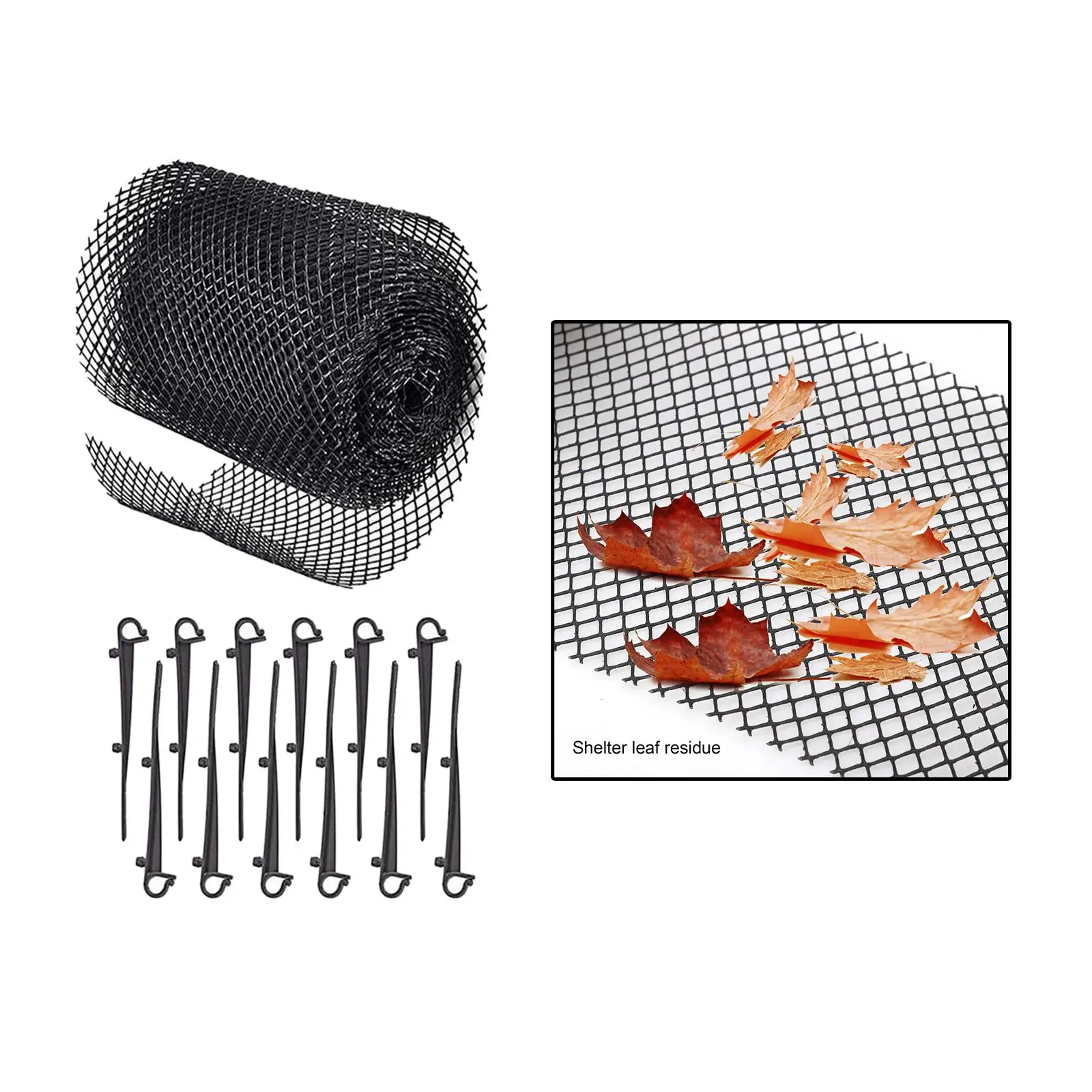 Leaf Guard Mesh Cleaning Tool Flexible 6M with Fixed Hooks Debris Gutter Protector Screen for Park Balcony Garden Yard Parts