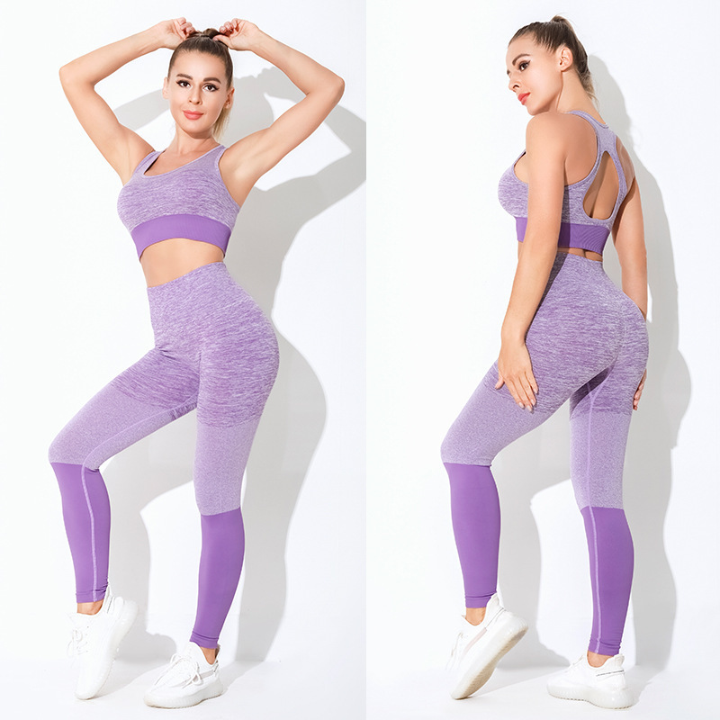 Ensemble Sport Femme Hanerdun - Soutien-gorge Et Legging Taille Haute - Polyester Extensible - Pour Yoga Et Fitness