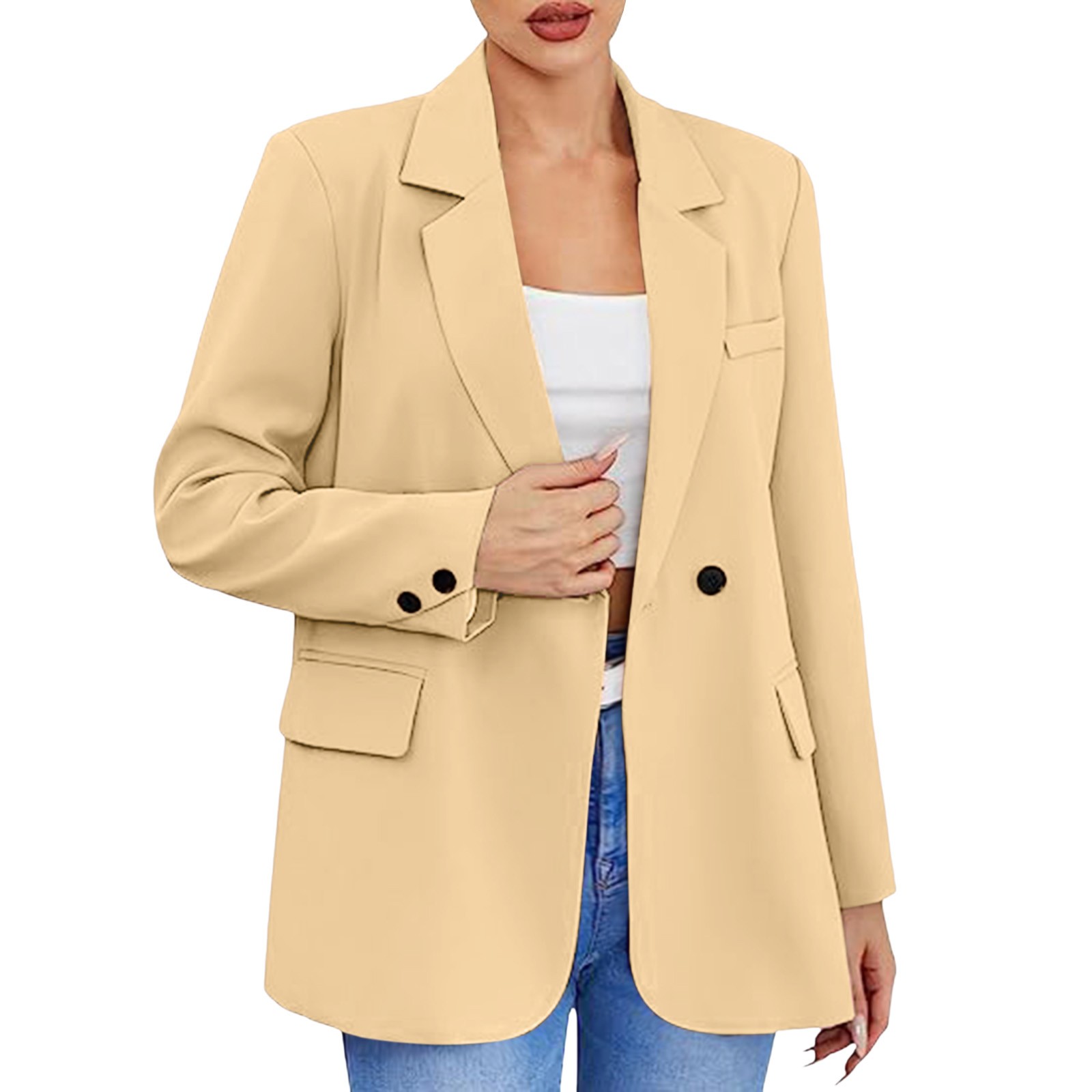 Title 7, Women Coat Spring Autumn Khaki Suit 2023 New Fa...