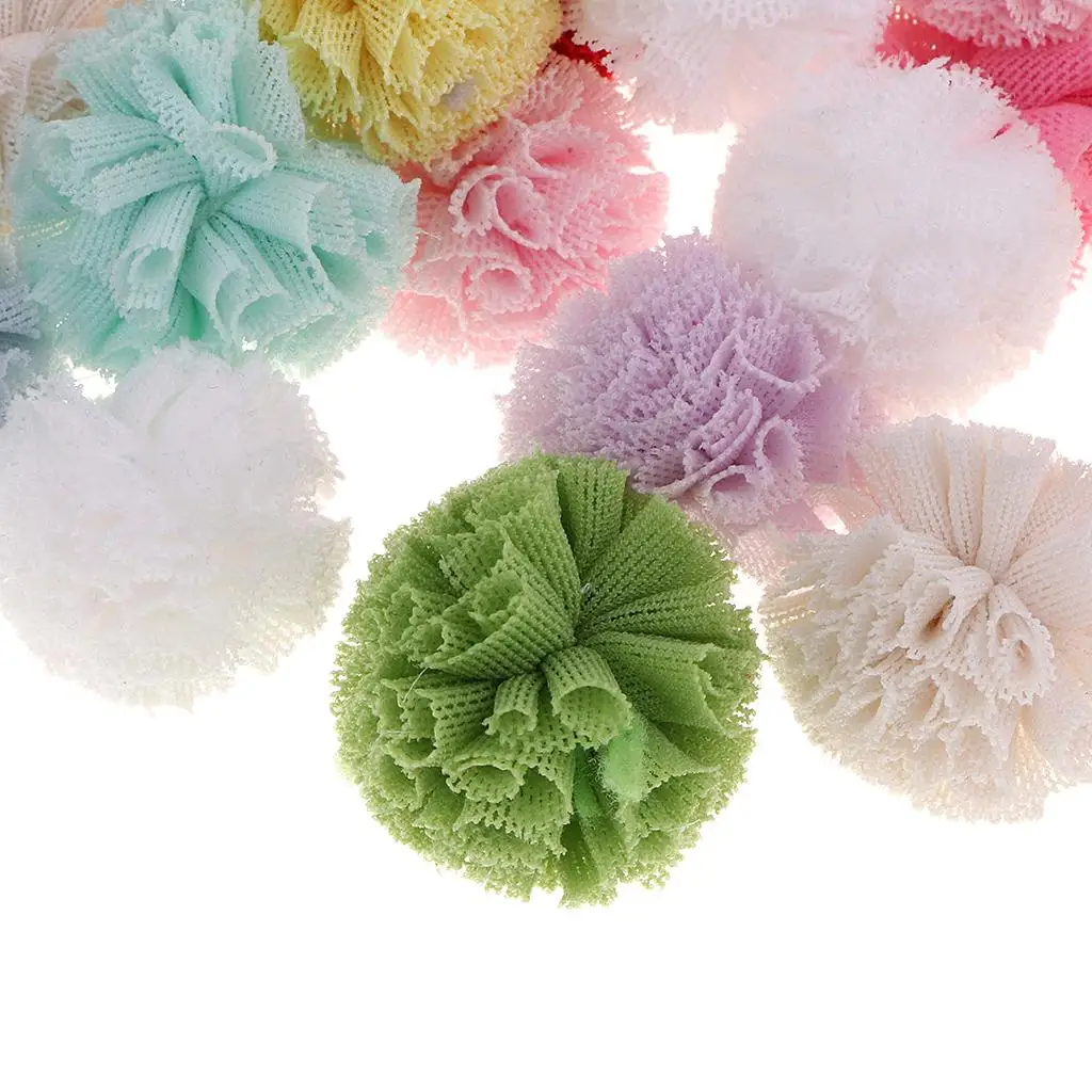 Packs of 50 Multi Color Tulle Pom Poms for Classroom Kindergarten Handmade Jewelry Accessories, Family Handcraft Entertainment