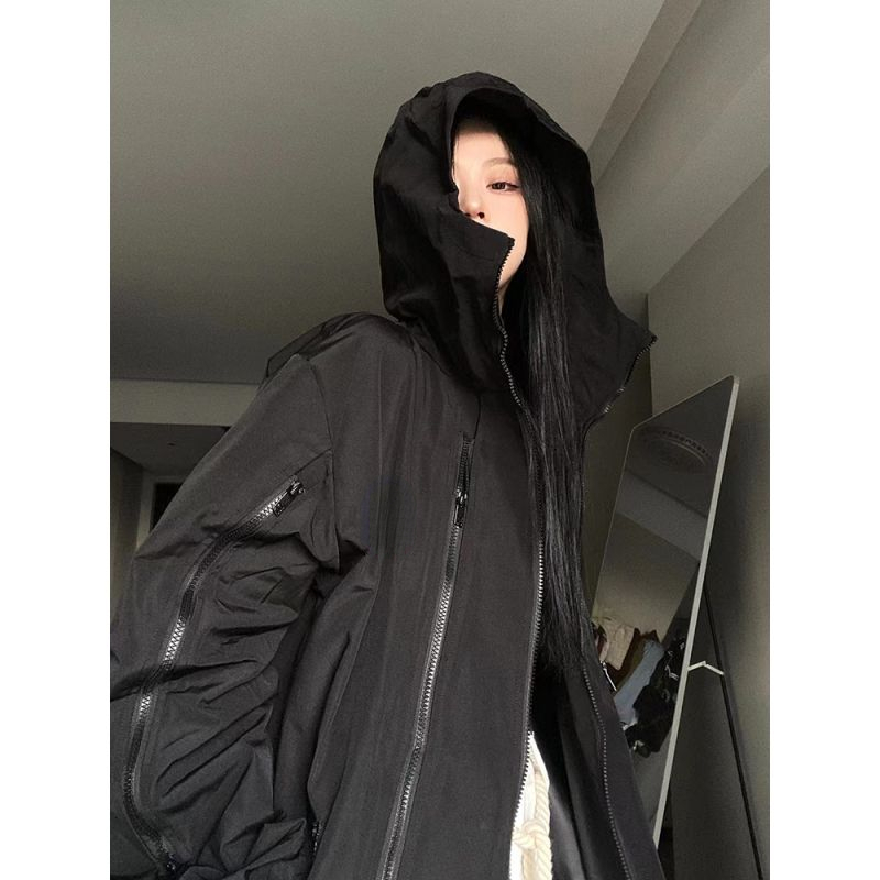 Deeptown Harajuku Black Windbreaker
