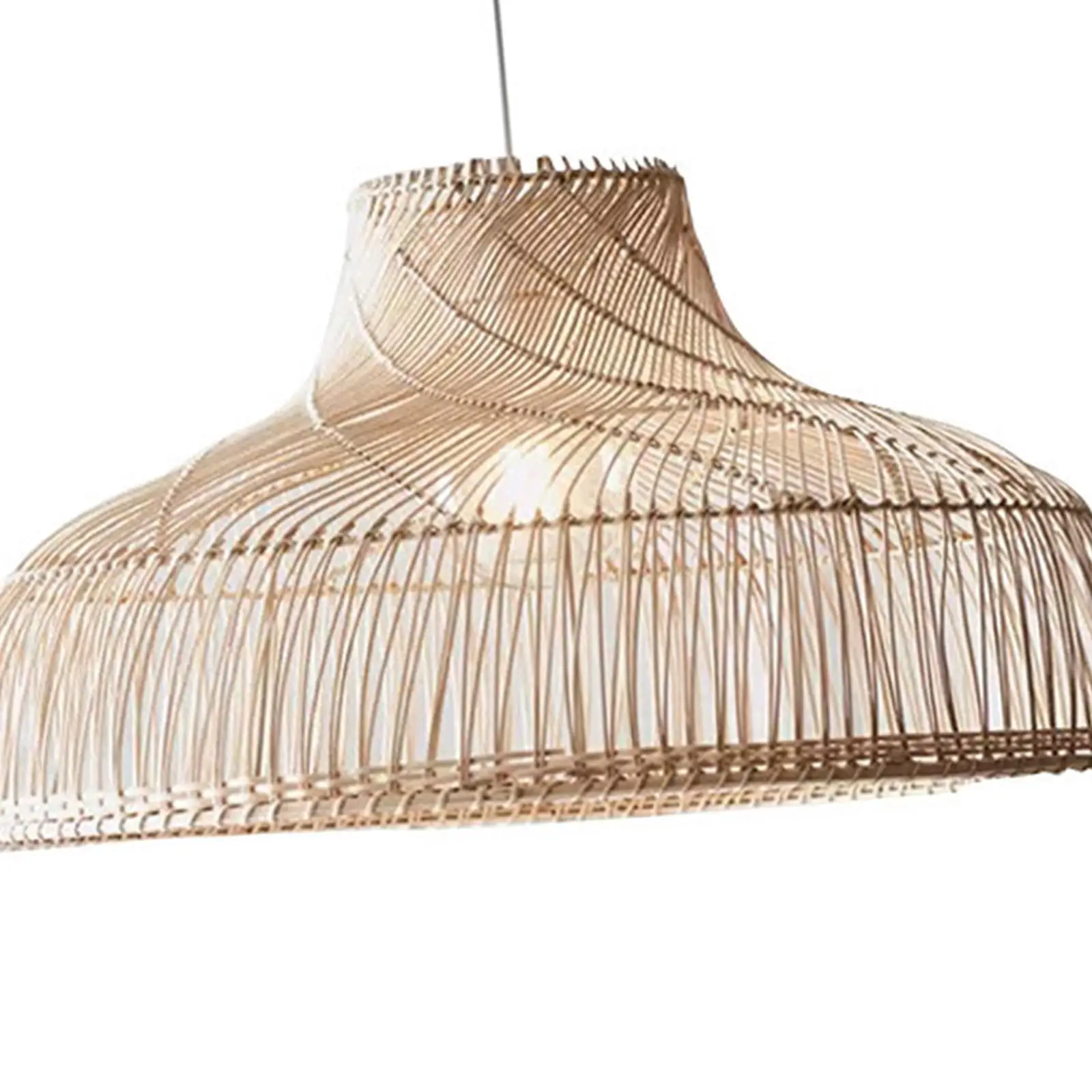 Rattan Woven Lampshade Chandelier Cover Pendant Lamp Shade for Bedroom Home