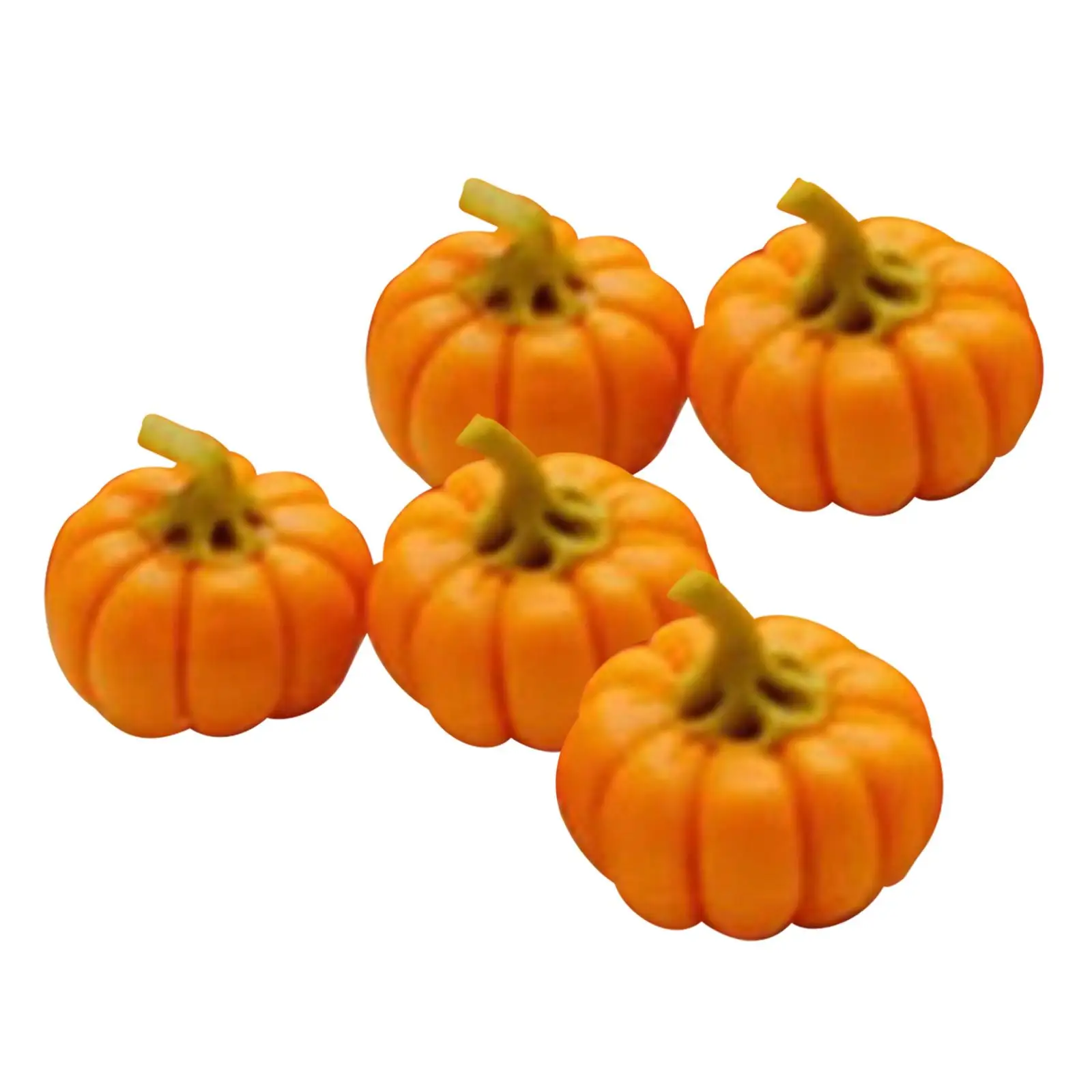 5x Artificial Mini Pumpkins Lifelike Small Fake Fruit Harvest for Home House Kitchen Decoration Festival Halloween