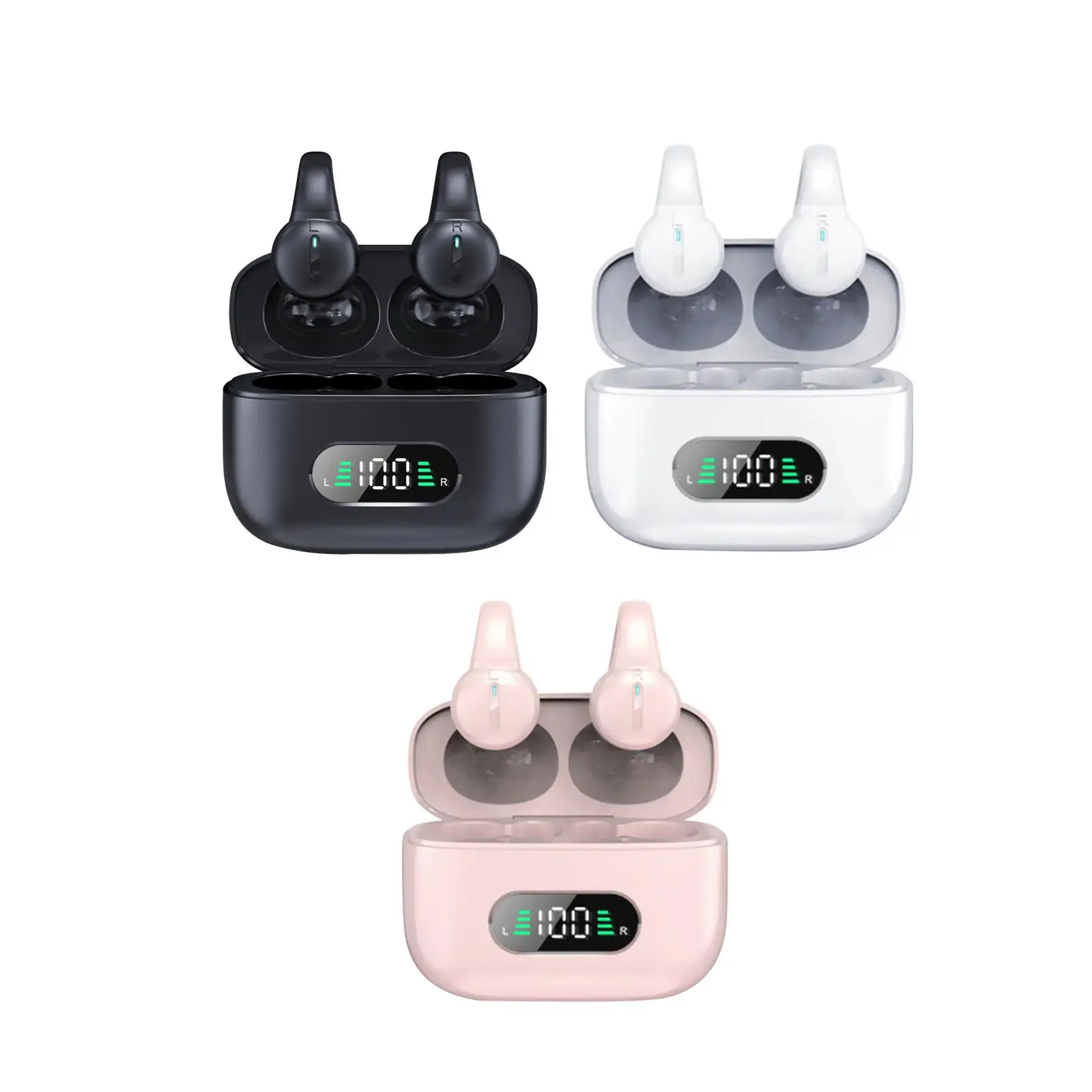 Open Ear Earbuds Touch Control Bluetooth 5.3 with Case Waterproof Mini HiFi Sound Ear Clip Headphone for Cycling Driving,Running