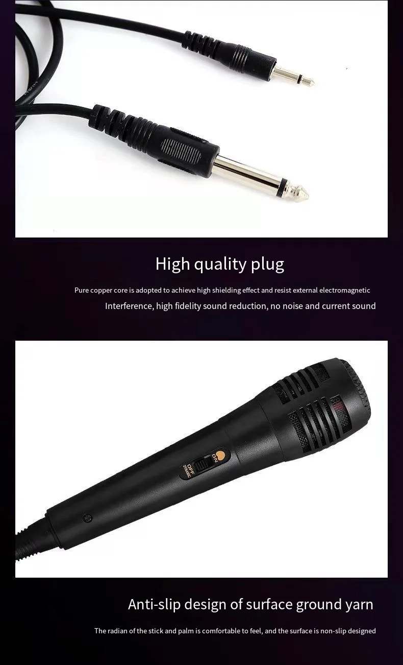 S1ae9741140b44f789d93edfc675371adM Home Speaker 6.5mm Microphone Trolley Speaker Karaoke Microphone Wired Recording Studio Microphone
