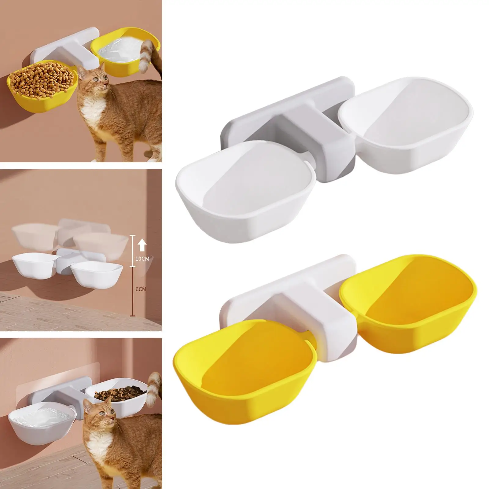 Double Cat Bowls Wall Mounted  Feeder for dogs and cats  Pet Feeding Bowls
