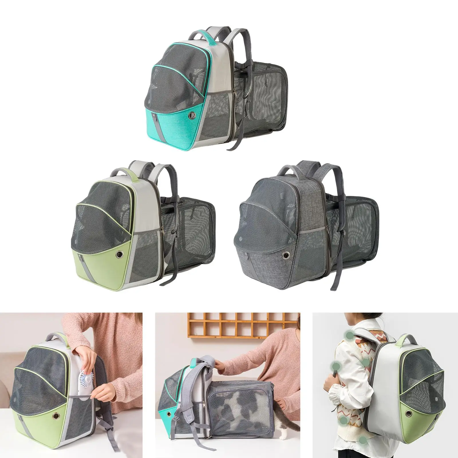 Foldable Cat Backpack Expandable Travel Bag Breathable Pet Carrier Shoulder Bag for Outdoor Traveling Hiking Cat Puppy