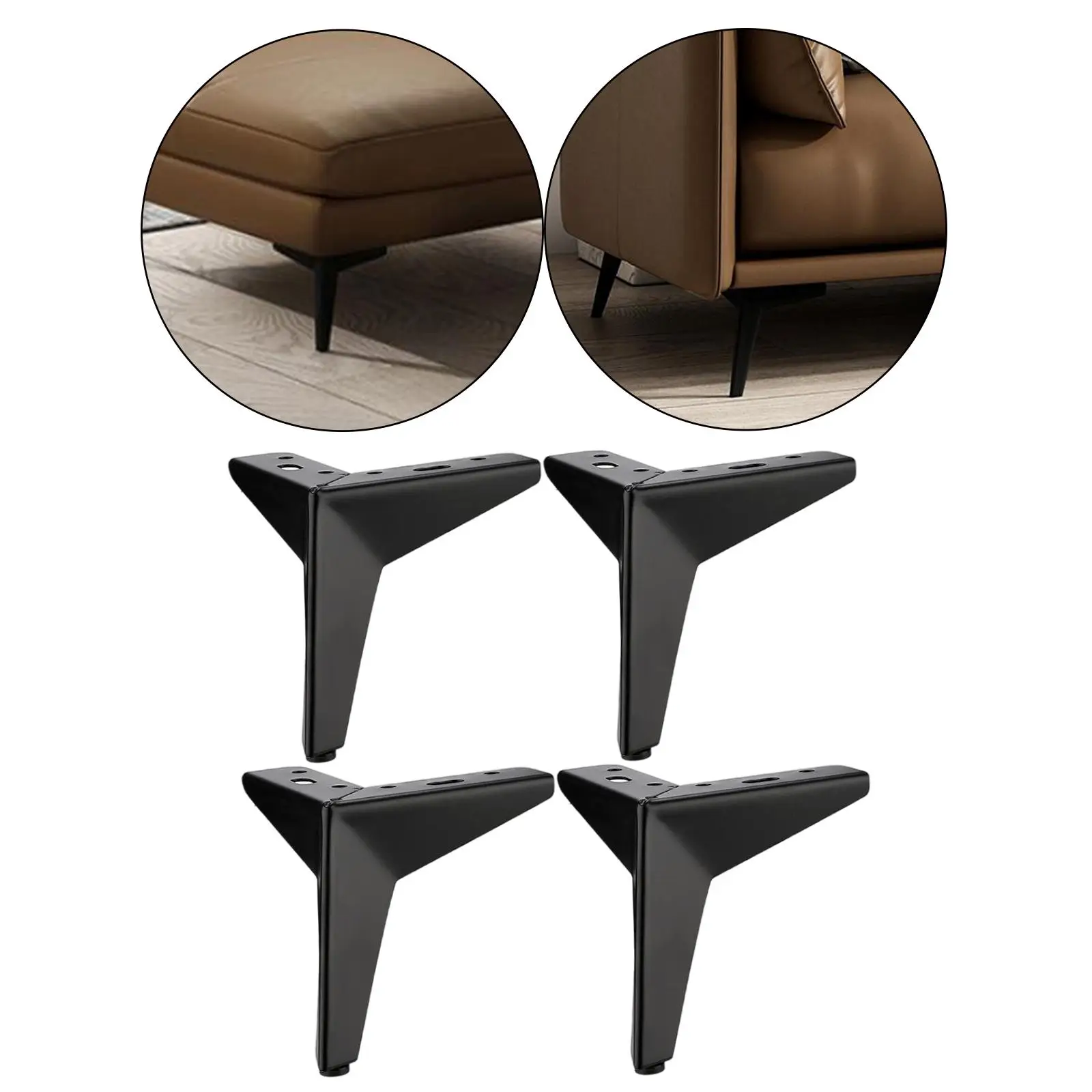 4-Pack Iron Triangle Furniture Legs Replacement Legs Modern Style Loveseat Couch Leg for Chair Desk, TV Cupboard, Coffee Table,