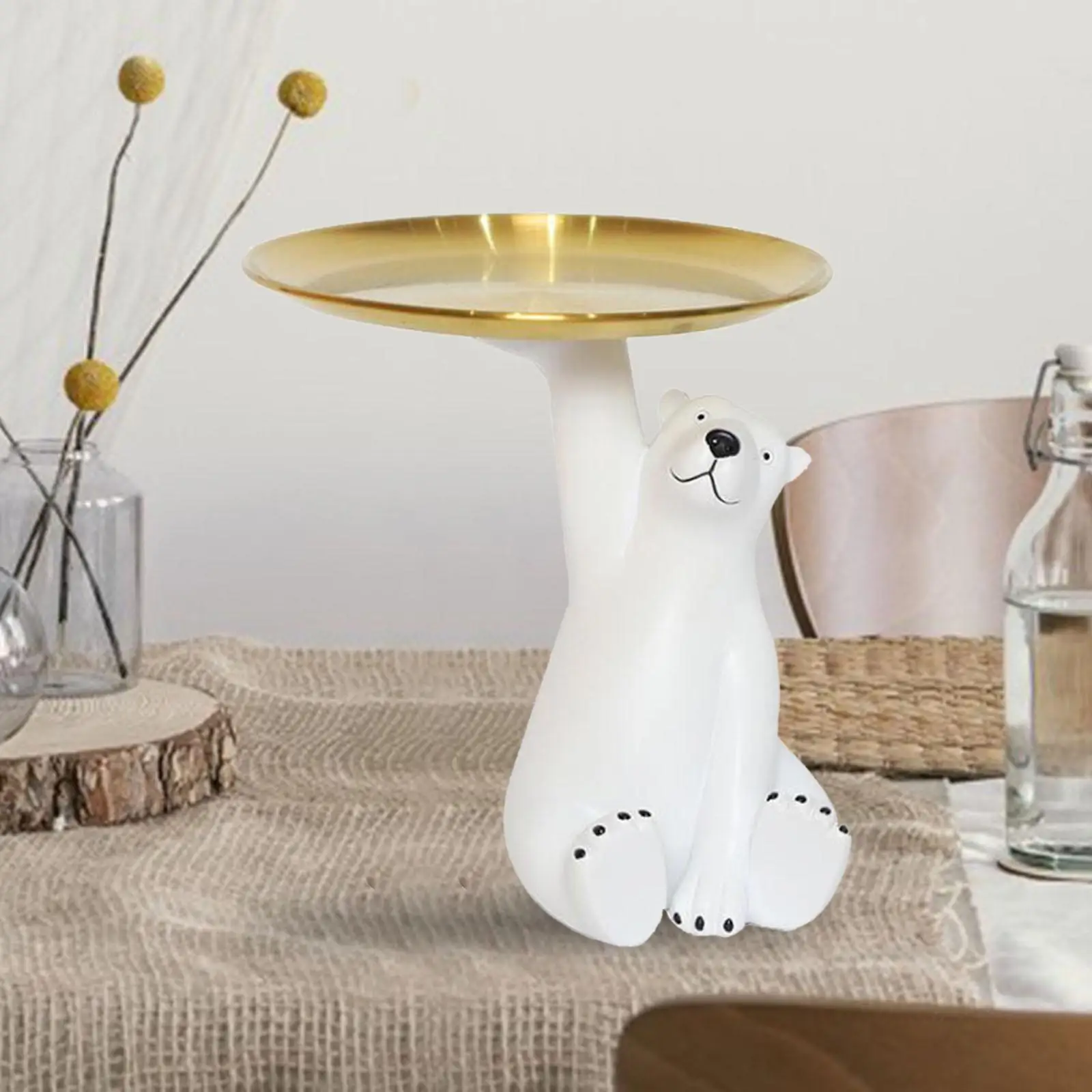 Modern Polar Bear Figurine Storage Tray Sculpture Keys for Party Living Room