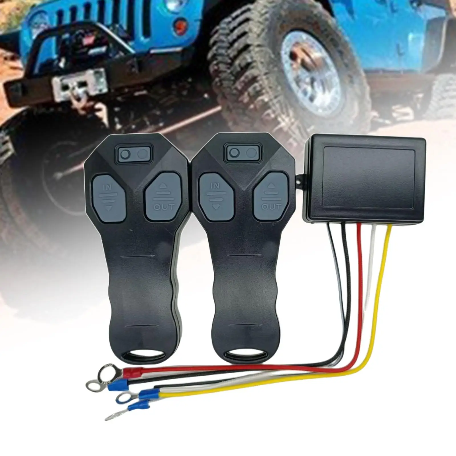 Wireless Winch Remote Control Kit with Indicator Light Waterproof Easy to Install DC12V 24V for Vehicle Car Trailer SUV ATV