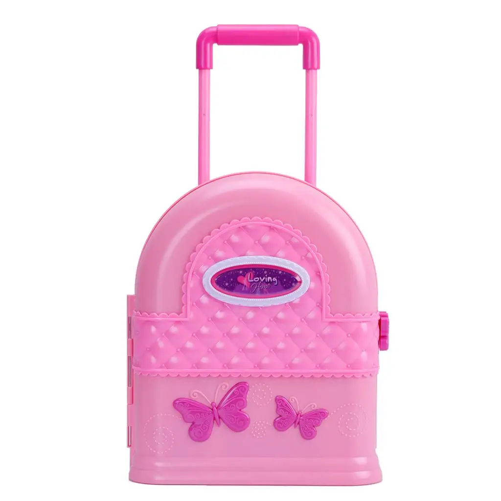 in Trolley Suitcase Carry-Playset for  29cm Fashion Dolls Accessories Girls Pretend Play Toys