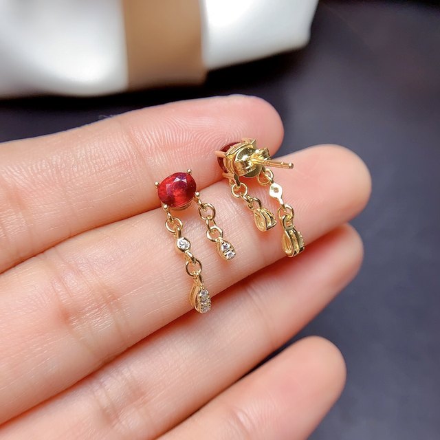 Brand New Natural Ruby Stud Earrings Women's Party Jewelry 100