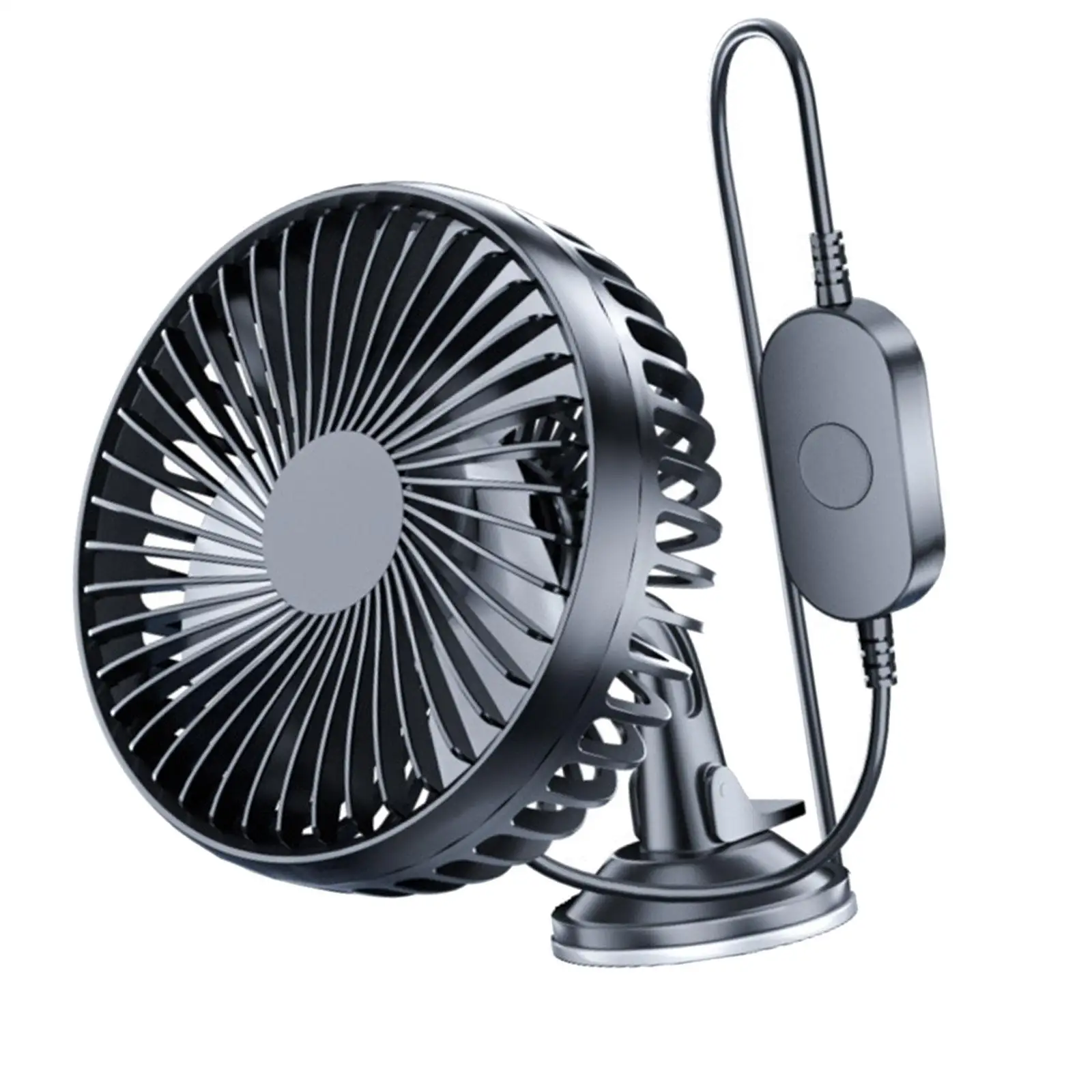 Electric Car Cooling Fan 12V 24V USB Sturdy Easily Install Black for Automobile Office and Home Use Adjustable Tilt Adjustment