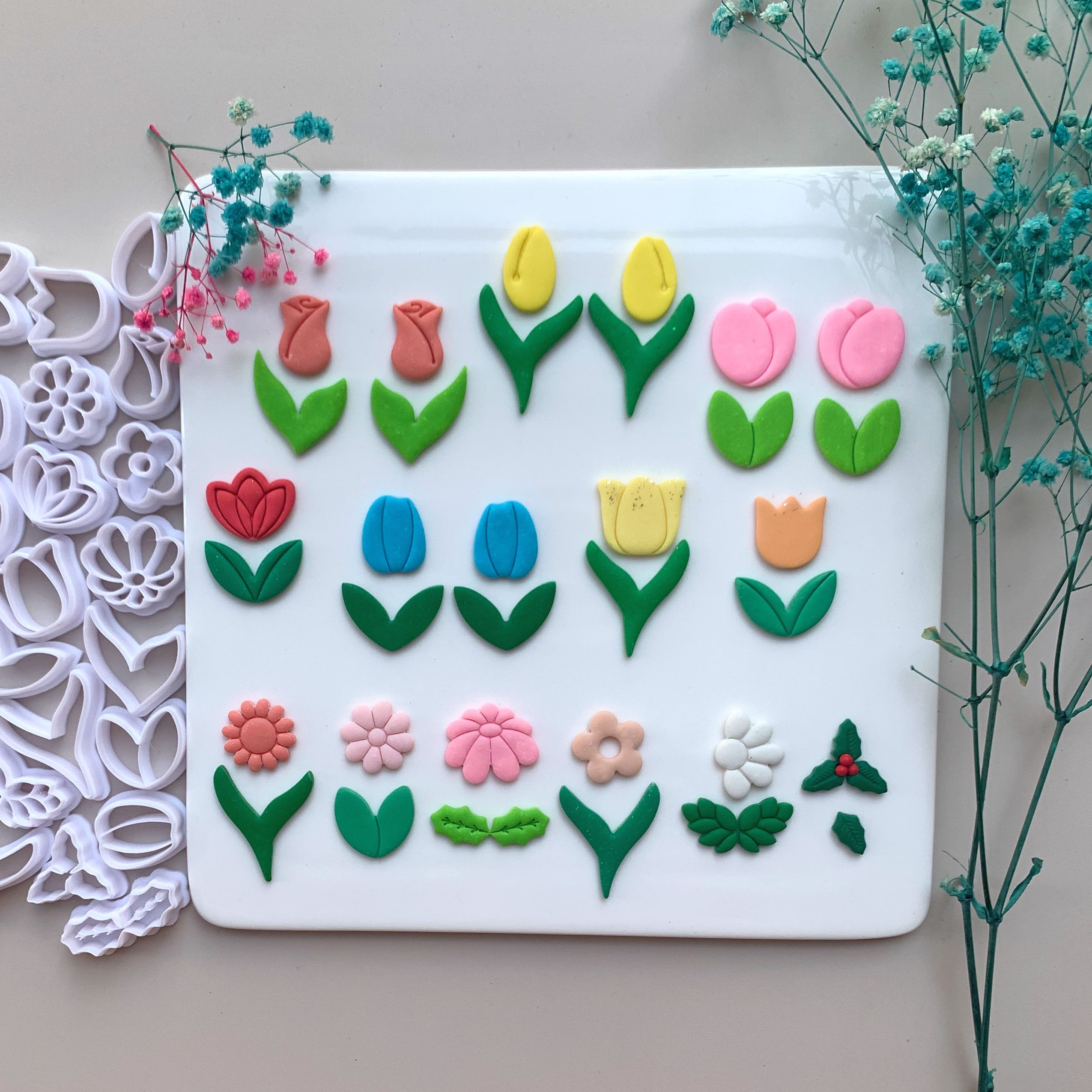 Description Picture 2 of itemFlower Leaf Plant Series Rose/Tulip/Sunflower Shape Polymer Clay Cutter Cutting Molds For DIY Earrings Jewelry Decoration Making