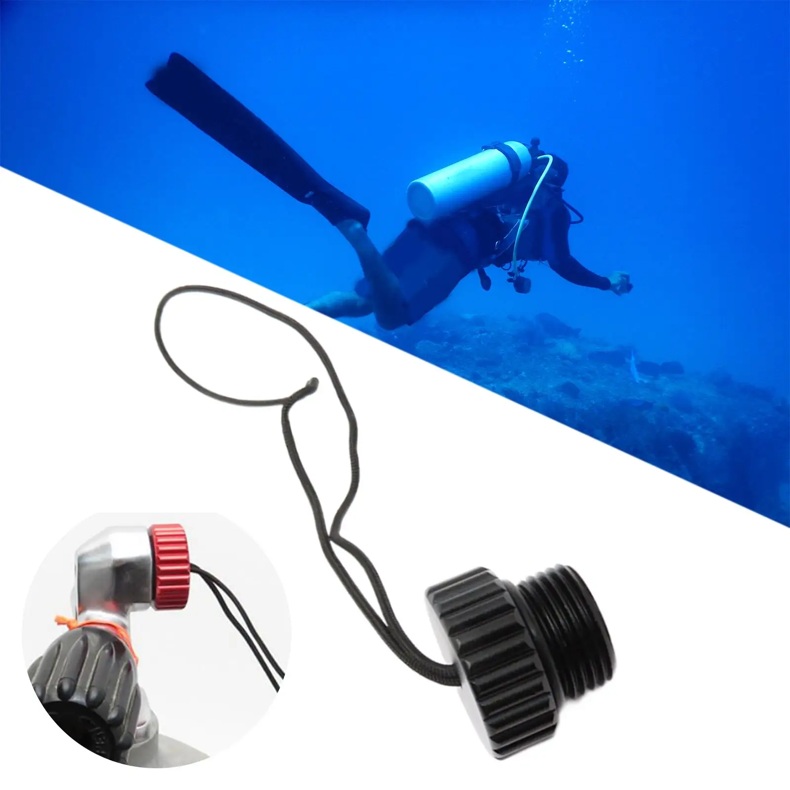 Scuba Diving Dust Cap Dive Tank Cover Replacement Attached with Rope Swimming Diving Accessories for Din Scuba Tank Valve