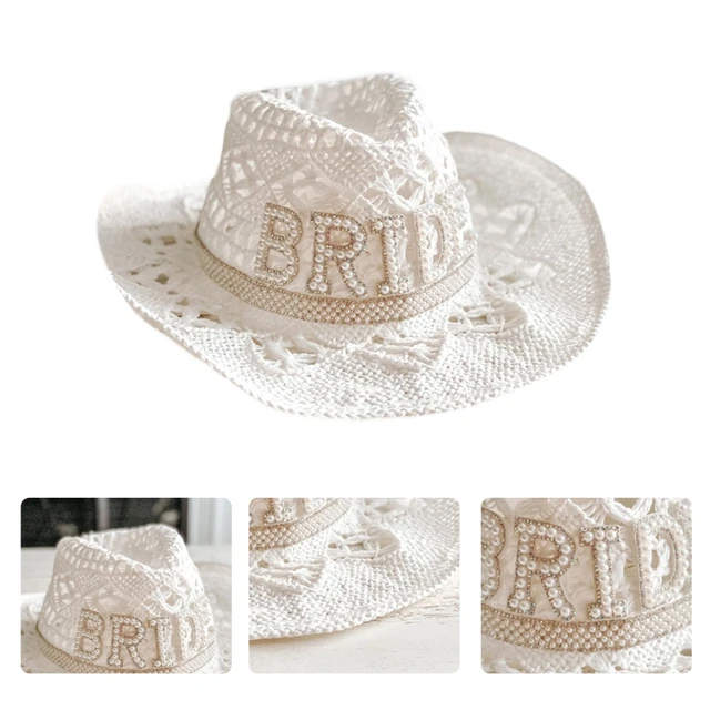White Elegant Cowgirl Hat Bride Wedding Photo Costume Props Summer Hollow  Out Women Girl Hat Western Style Cowboy Caps - AliExpress