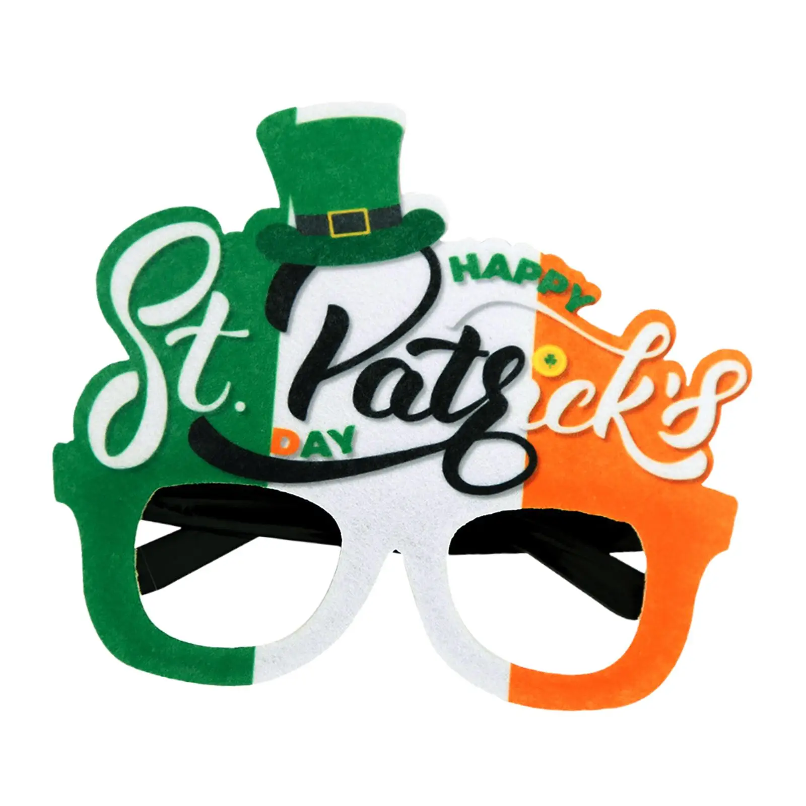 Happy Saint Patricks Day Glasses Shamrock Top Hat Glasses Frame Decor Fancy Dress Eyeglasses for Costume Party Rugby Favors Kids